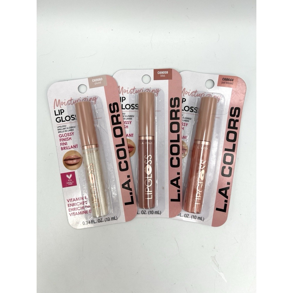 Lot of 3 L.A. Colors Moisturizing Lip Gloss Glossy Finish  3 SHADES‎